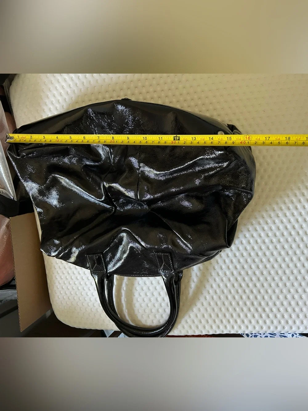 YSL Yves Saint Laurent Medium Easy Y Black Patent Leather Bag